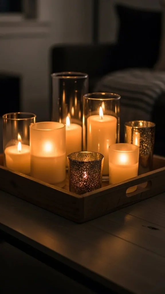 Candles Grouped on Trays