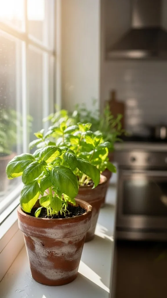 Countertop Herb Pots by the Window