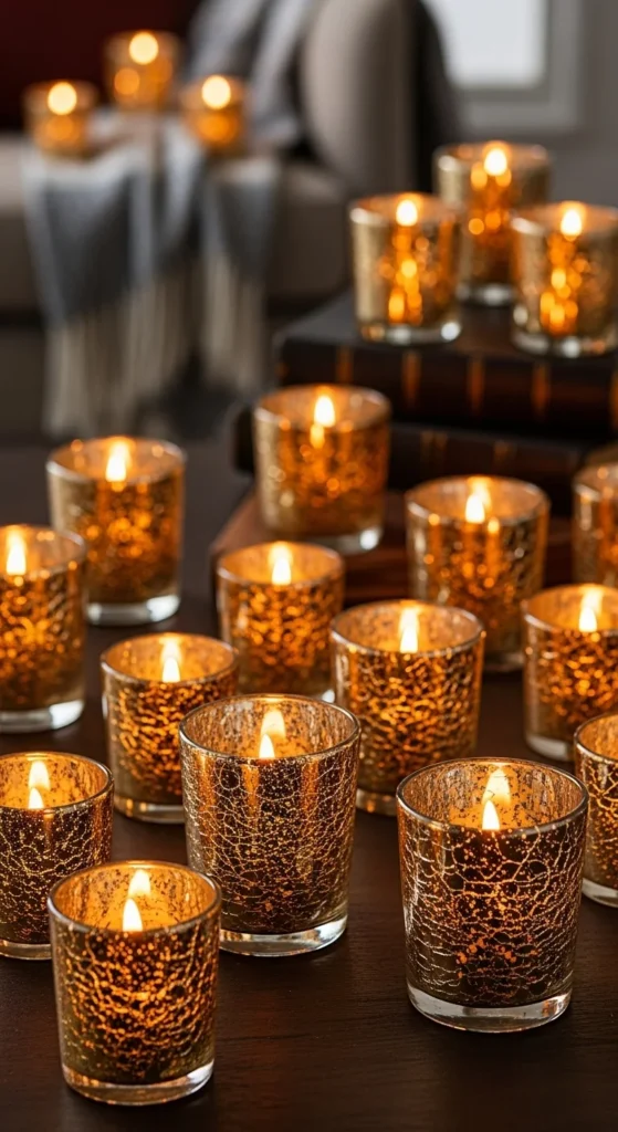 Crackle Glass Glitter Candles