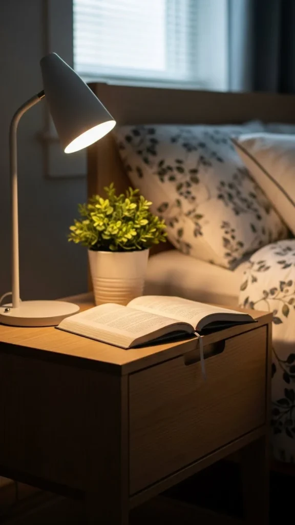 Decluttered Nightstand Setup