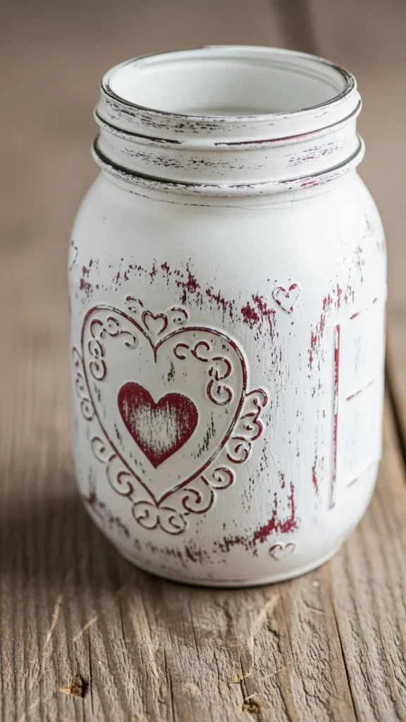 Distressed Heart Paint Jar
