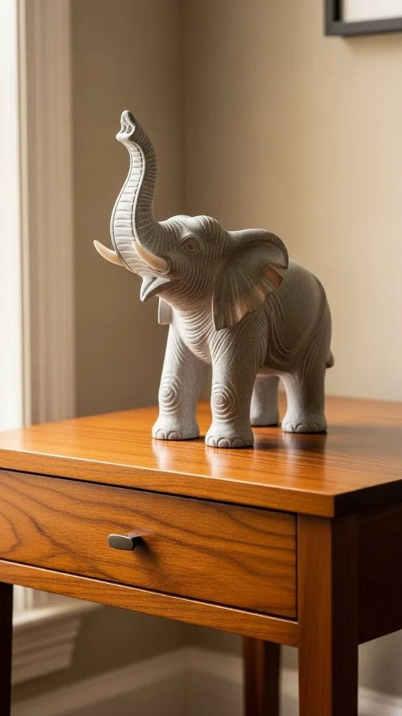 Elephant Trunk-Up Statue