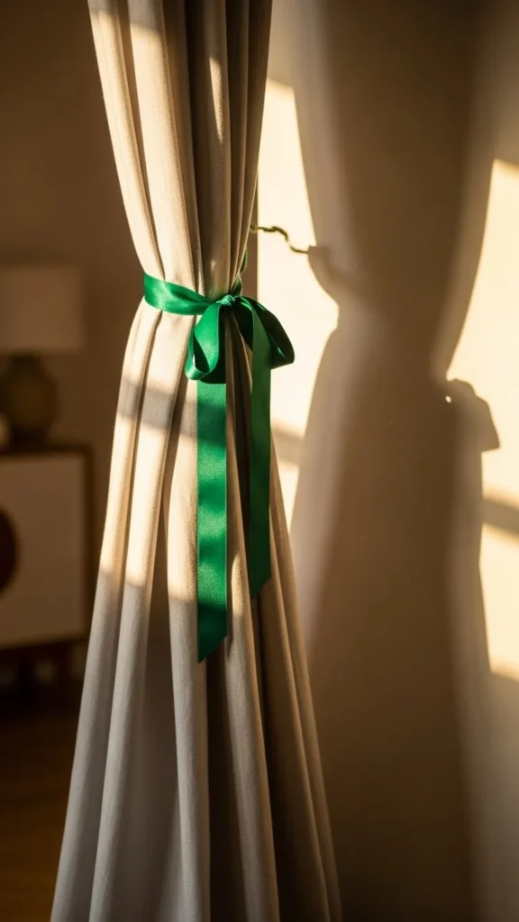 Emerald Ribbon Curtain Tiebacks