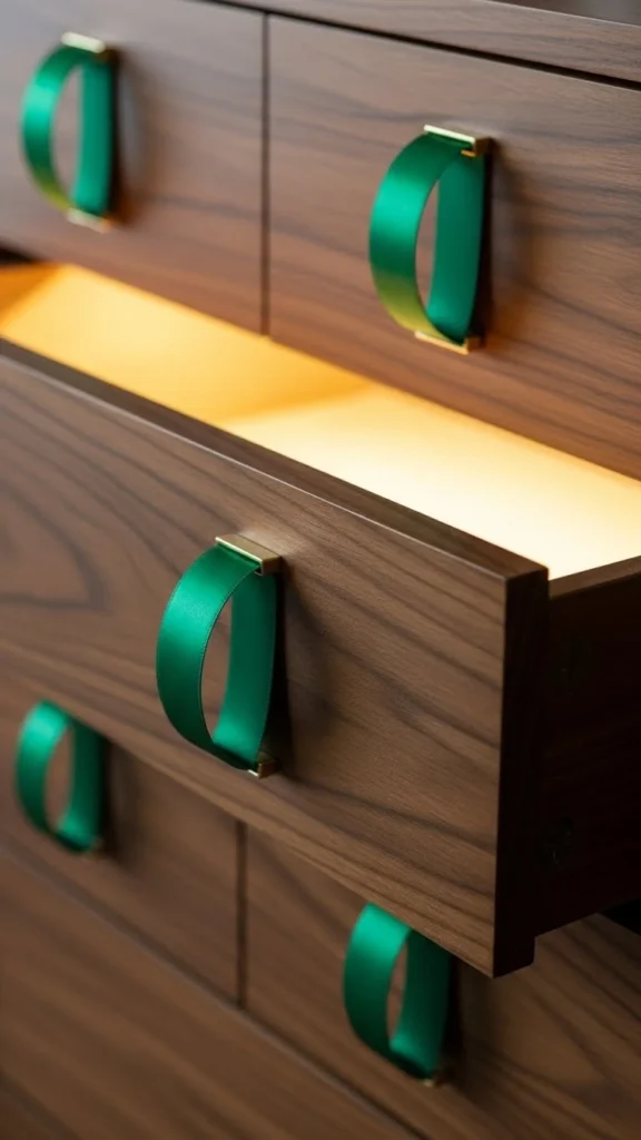 Emerald Ribbon Drawer Pulls