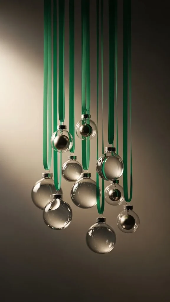 Emerald Ribbon Holiday Ornaments