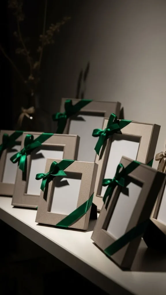 Emerald Ribbon Photo Frame Accents