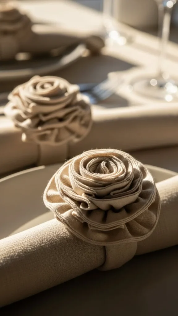Fabric Rosette Napkin Rings