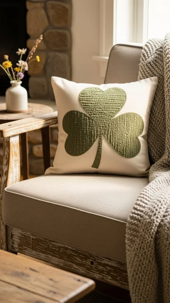 Farmhouse Cotton Shamrock Pillow