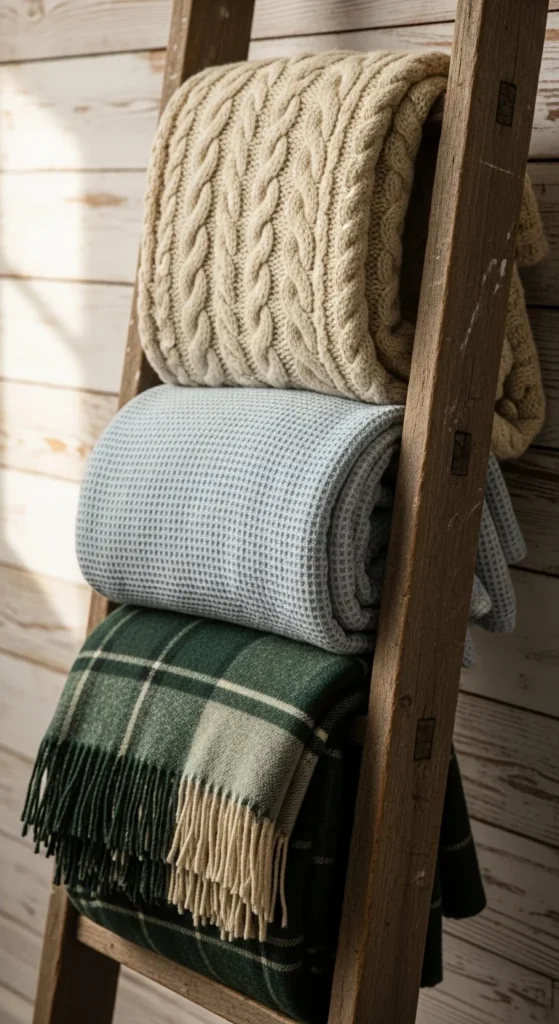 Farmhouse Ladder Blanket Displays