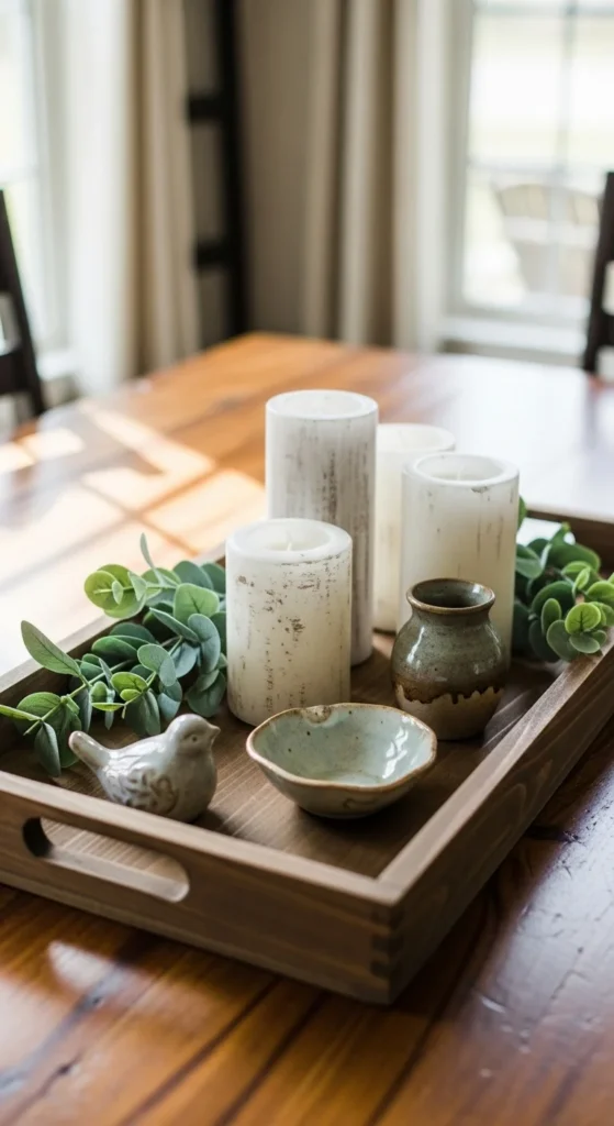 Farmhouse Tray Centerpieces