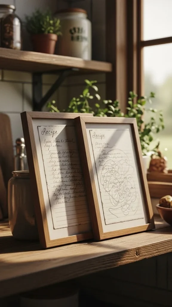 Framed Recipe Cards on Display