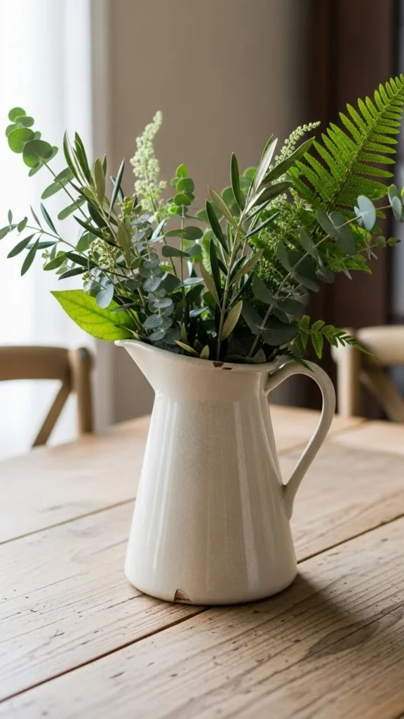 Garden-Inspired Pitcher Arrangement
