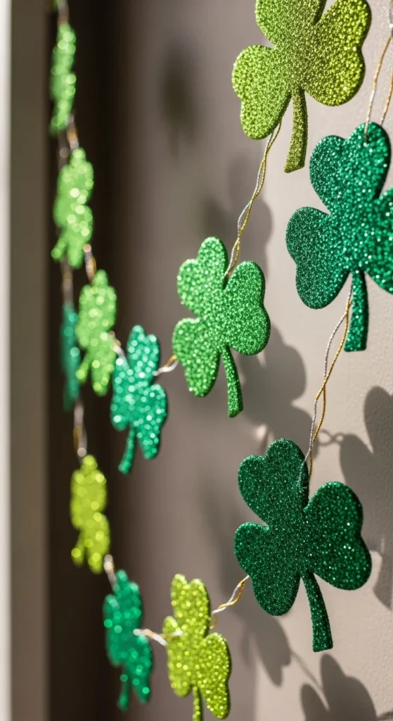Garland-Style Glitter Shamrocks