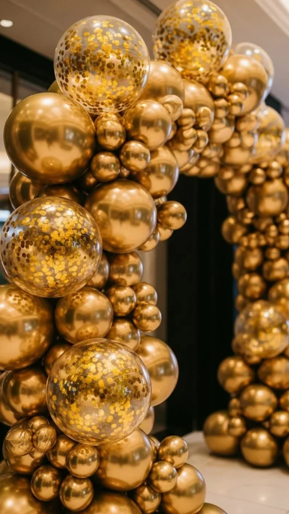 Gold Balloon Arch With Clear Orbs