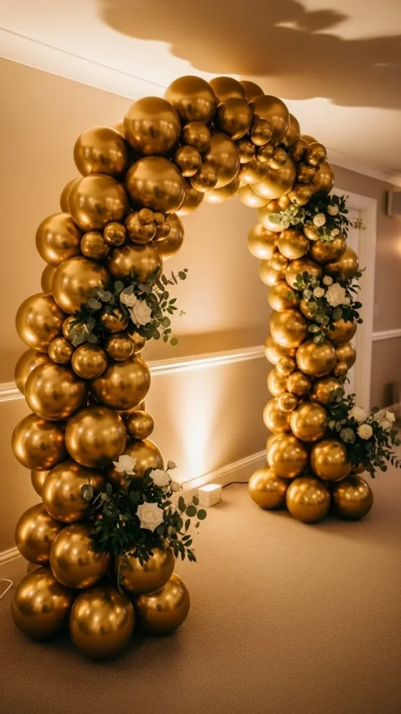 Gold Balloon Arch With Compact Footprint