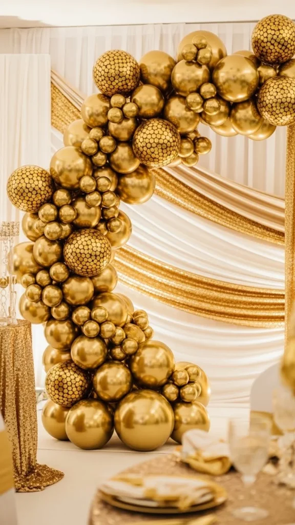 Gold Balloon Arch With Mini Balloons