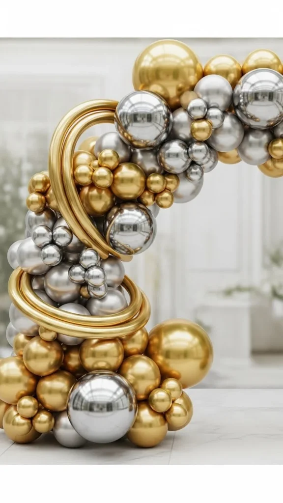 Gold Balloon Arch With Mixed Finishes