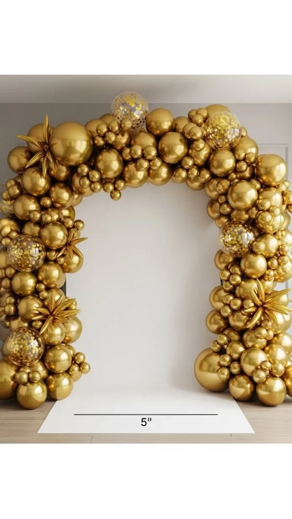 Gold Balloon Arch With Photo Sign Stand