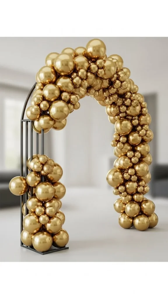 Gold Balloon Arch With Side Frame