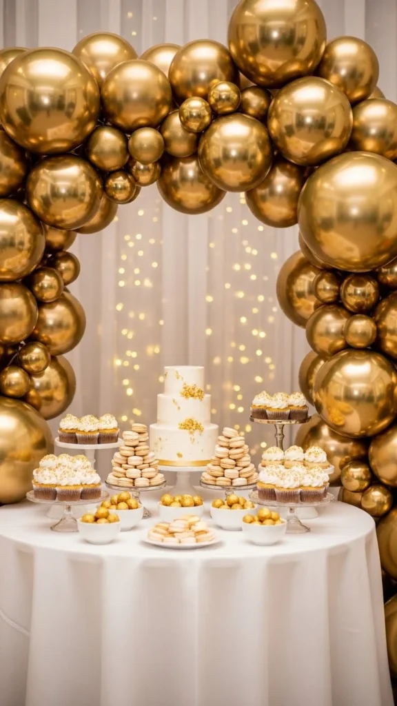 Gold Balloon Arch for Dessert Tables