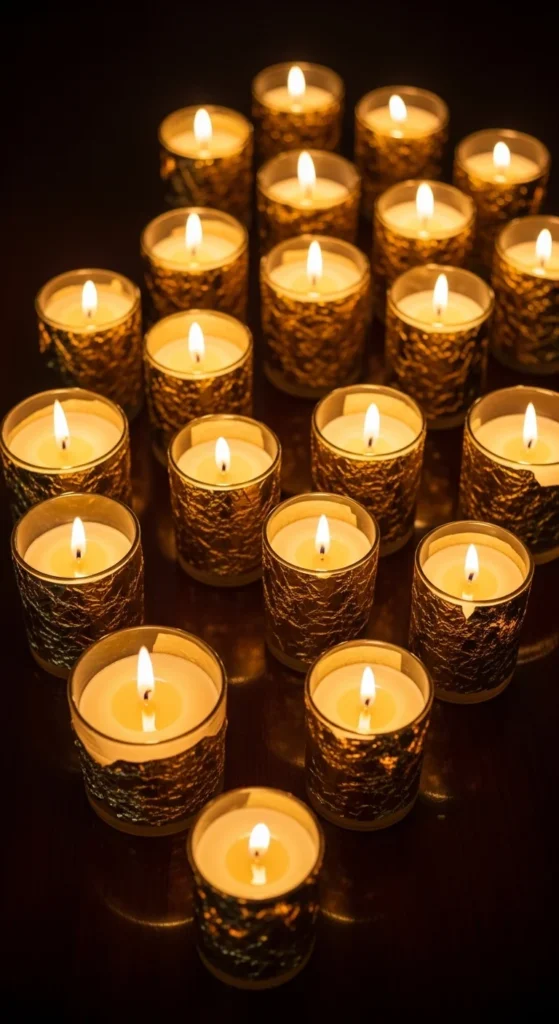 Gold Foil Wrapped Candle Jars
