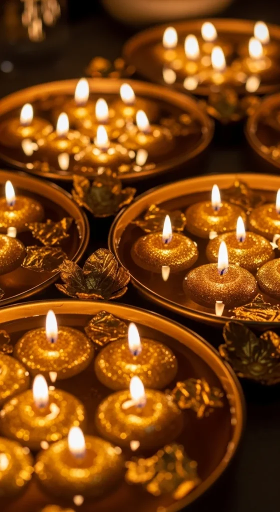 Gold Leaf Floating Candle Bowls