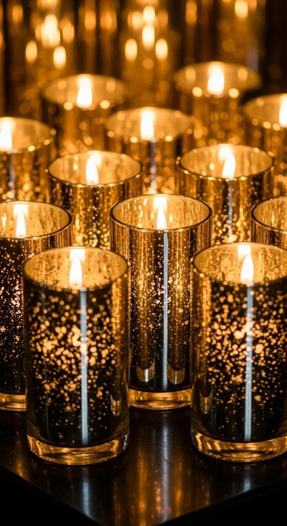 Gold-Lined Glass Cylinder Candles