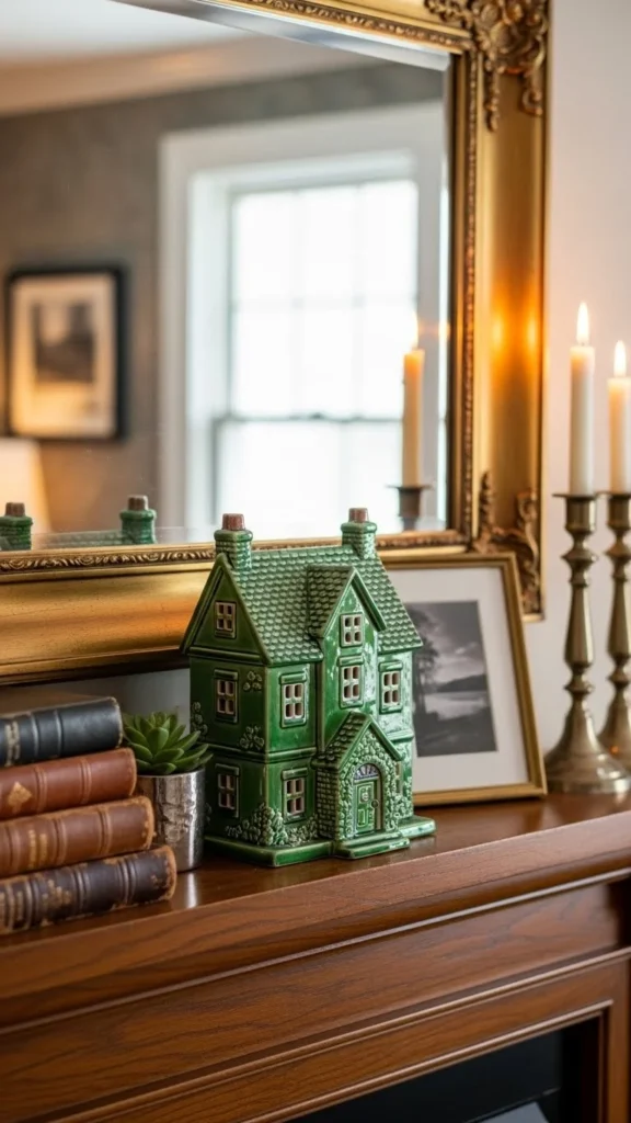 Green Ceramic House Accent