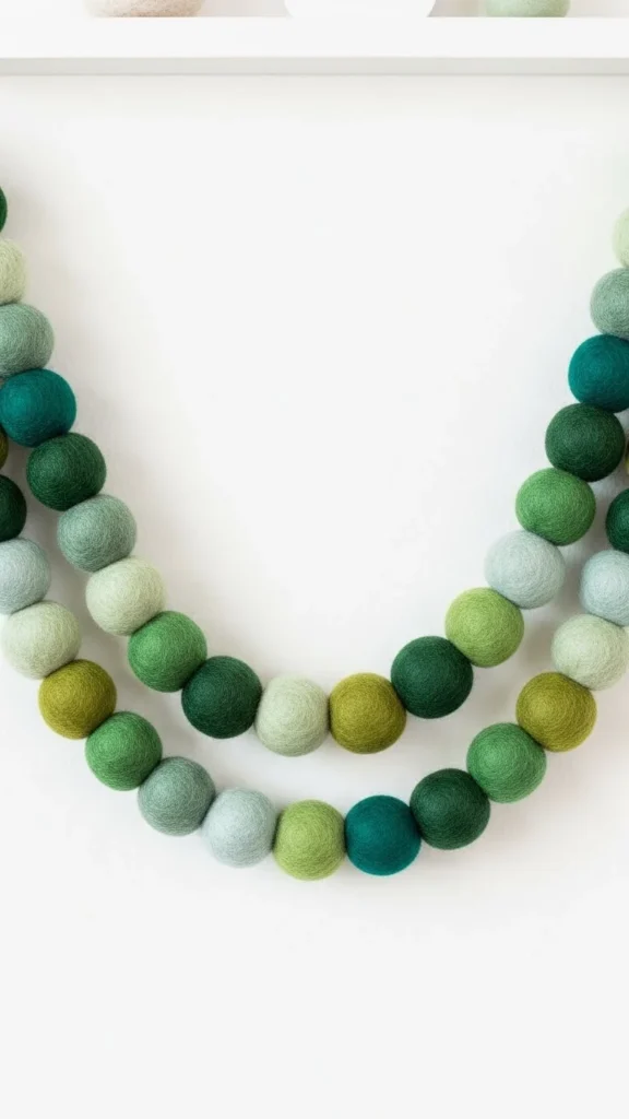 Green Felt Ball Garland