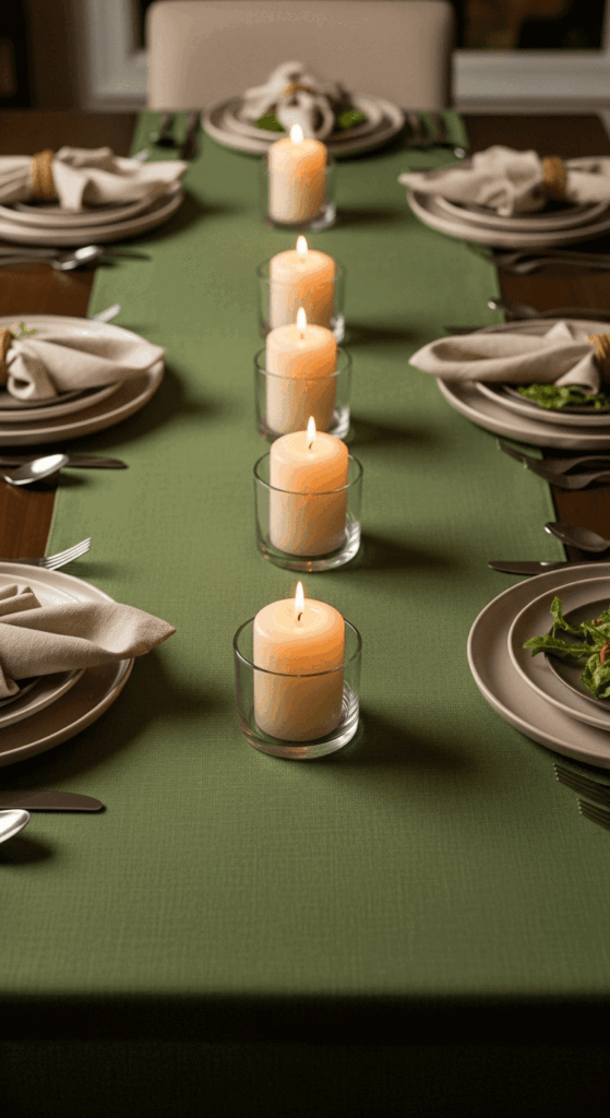 Green Runner with Candles