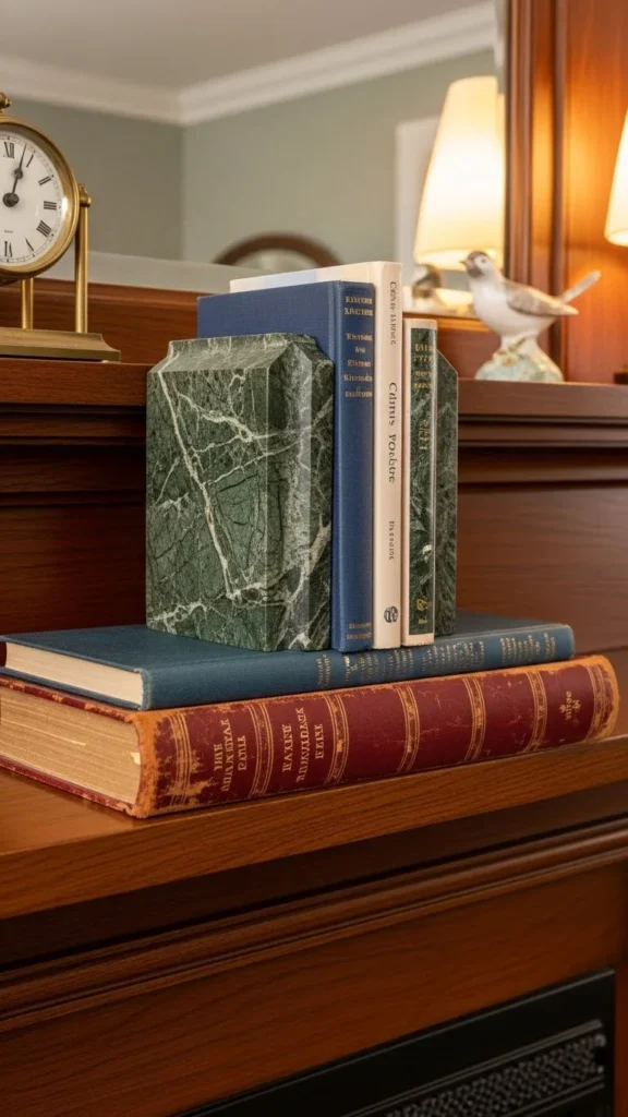 Green Stone Bookends