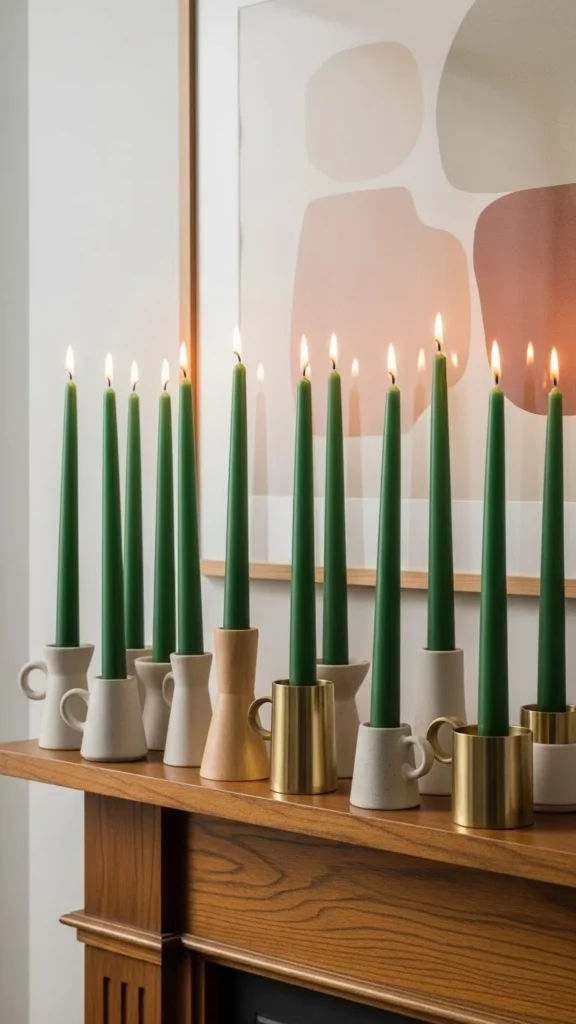 Green Taper Candle Line