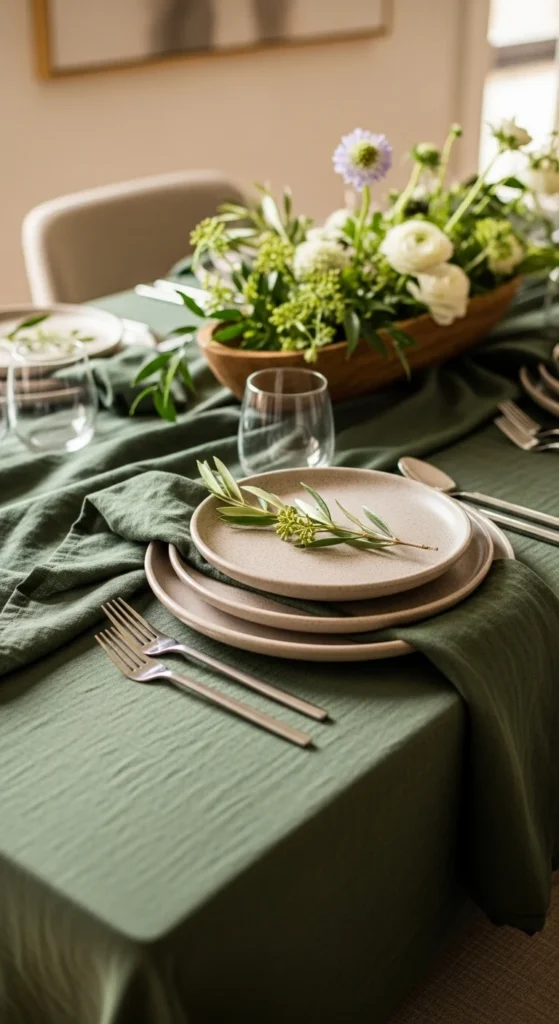 Green and Neutral Stoneware Table