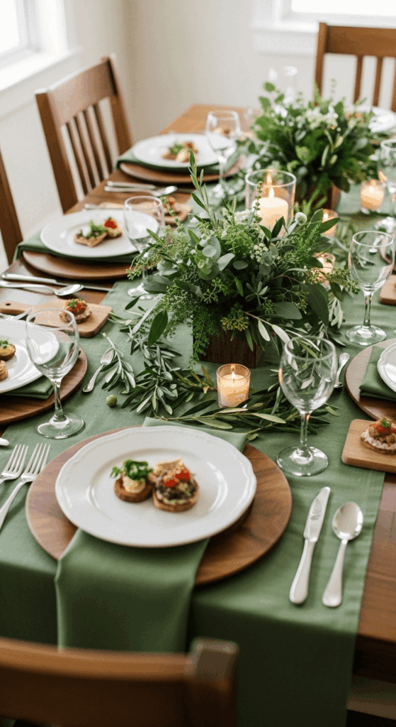 Green with Natural Wood Accents