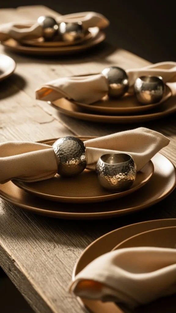 Hammered Metal Napkin Rings