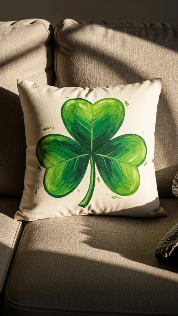 Hand-Painted Shamrock Pillow