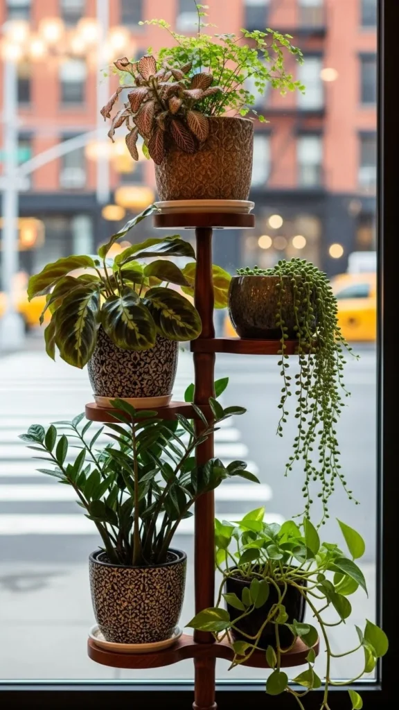 Houseplants on Tiered Stands