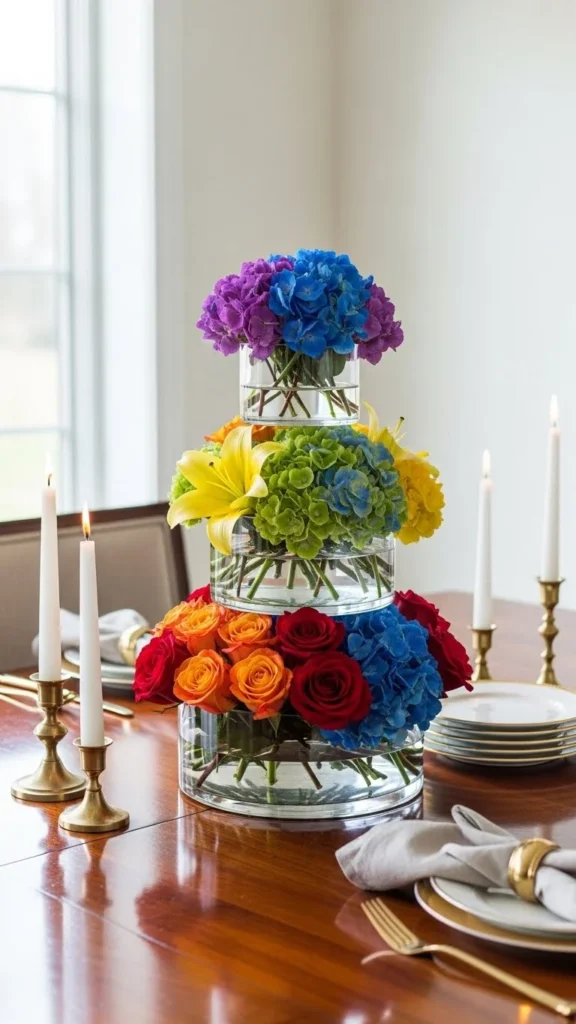 Layered Glass Vase Rainbow