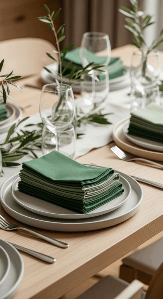 Layered Green Napkin Styling