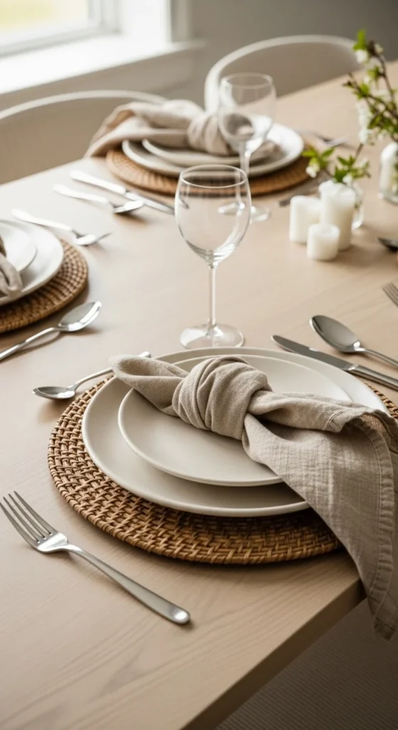 Layered Neutral Place Settings