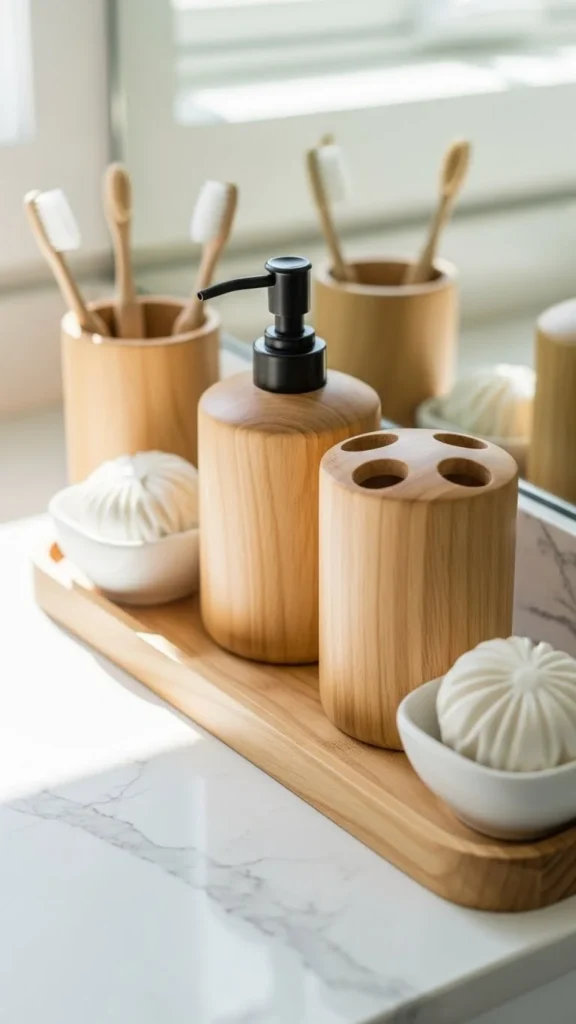 Light Wood Bath Accessories