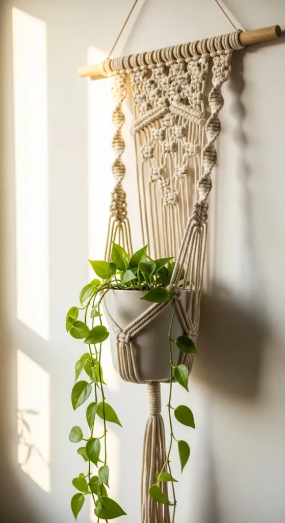 Macramé Plant Holders With Trailing Greens