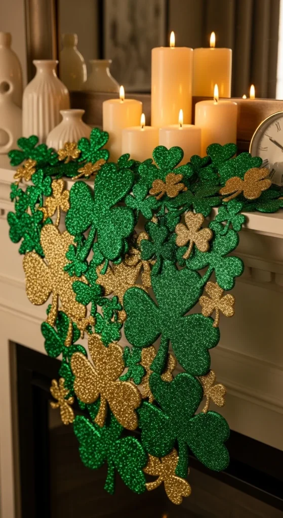 Mantel Glitter Shamrock Cluster