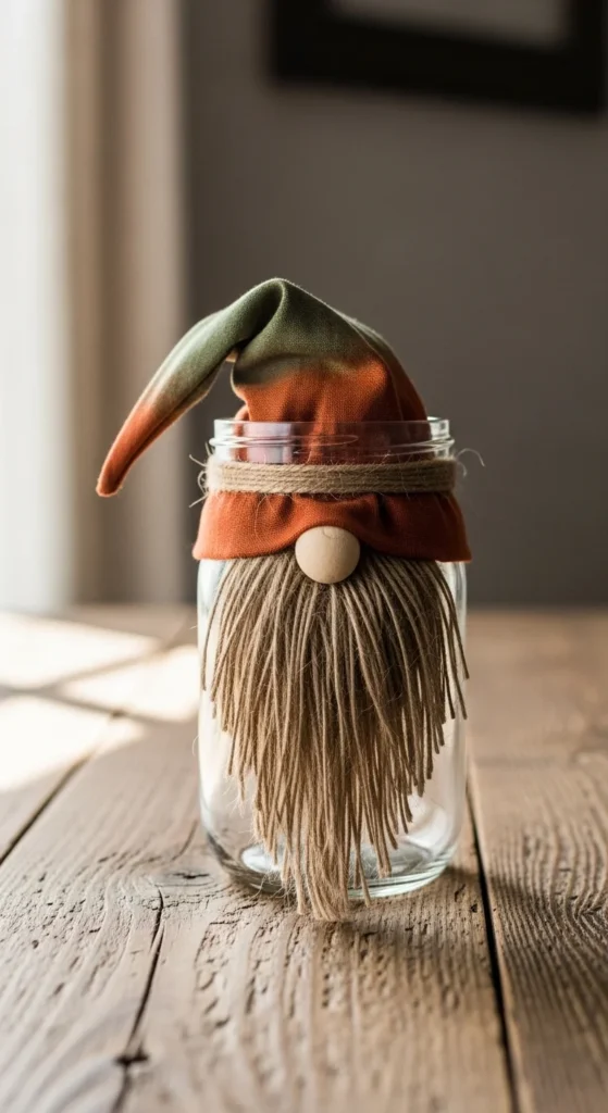 Mason Jar Gnome Display