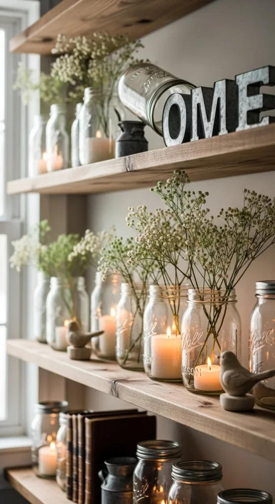 Mason Jar Shelf Styling