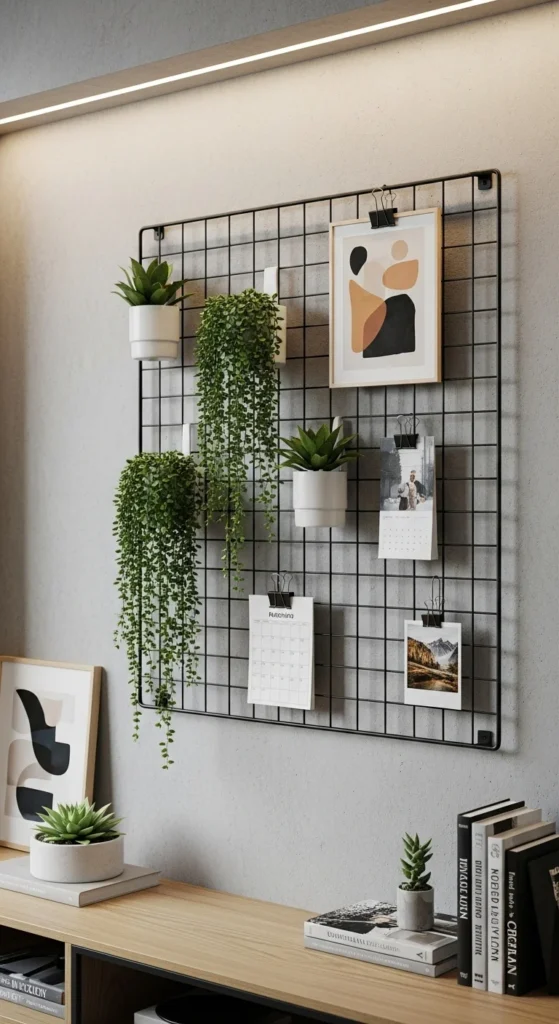 Metal Grid Panels Styled With Plants