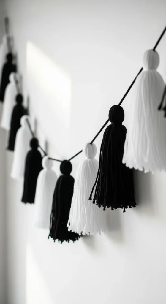 Minimal Black and White Tassel Garland