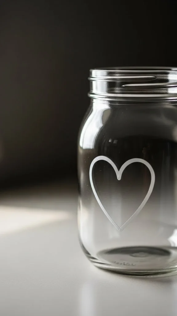 Minimal Heart Outline Jar