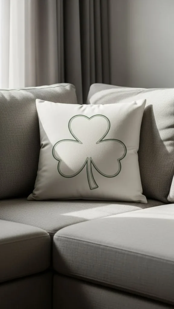 Minimal Shamrock Outline Pillow