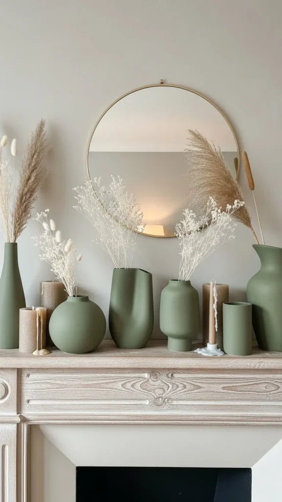 Muted Green Ceramic Vases